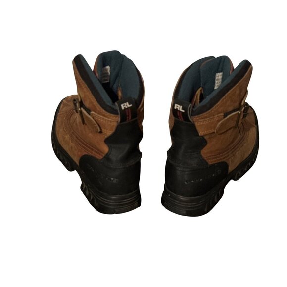Polo Sport Boots Ralph Lauren Brown Leather Hiking Lace Up Strap Buckle Size 7.5 - Picture 9 of 12
